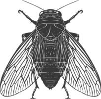 AI generated Silhouette cicada Insect animal black color only vector