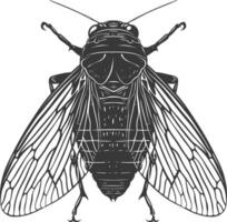 AI generated Silhouette cicada Insect animal black color only vector