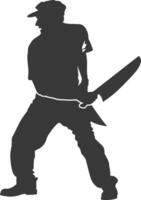 AI generated Silhouette butcher in action full body black color only vector