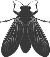 AI generated Silhouette cicada Insect animal black color only vector