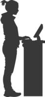 AI generated Silhouette Cashier in action full body black color only vector