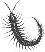 AI generated Silhouette centipede Insect animal black color only vector