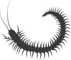 AI generated Silhouette centipede Insect animal black color only vector