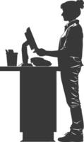 AI generated Silhouette Cashier in action full body black color only vector