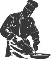 AI generated Silhouette Chef in action full body black color only vector