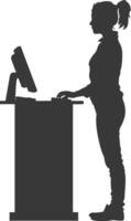 AI generated Silhouette Cashier in action full body black color only vector