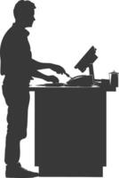 AI generated Silhouette Cashier in action full body black color only vector