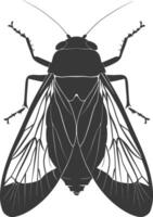 AI generated Silhouette cicada Insect animal black color only vector