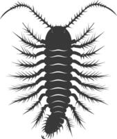 AI generated Silhouette centipede Insect animal black color only vector