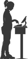 AI generated Silhouette Cashier in action full body black color only vector