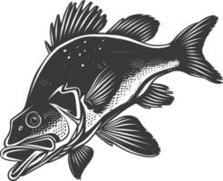 AI generated Silhouette Cod Fish animal black color only vector