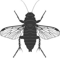 AI generated Silhouette cicada Insect animal black color only vector