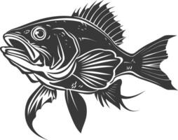 ai generado silueta bacalao pescado animal negro color solamente vector