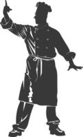 AI generated Silhouette Chef in action full body black color only vector