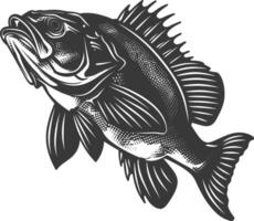 AI generated Silhouette Cod Fish animal black color only vector