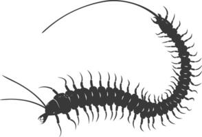 AI generated Silhouette centipede Insect animal black color only vector