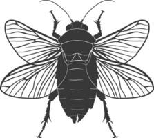 AI generated Silhouette cicada Insect animal black color only vector