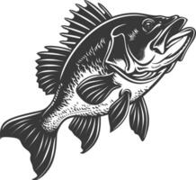 AI generated Silhouette Cod Fish animal black color only vector