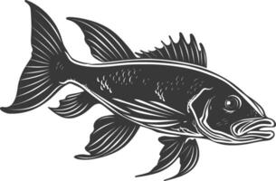 AI generated Silhouette Cod Fish animal black color only vector