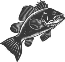 AI generated Silhouette Cod Fish animal black color only vector