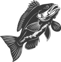 AI generated Silhouette Cod Fish animal black color only vector