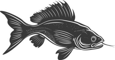 AI generated Silhouette Cod Fish animal black color only vector