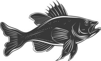 AI generated Silhouette Cod Fish animal black color only vector