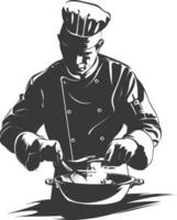 AI generated Silhouette Chef in action full body black color only vector