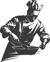 AI generated Silhouette Chef in action full body black color only vector