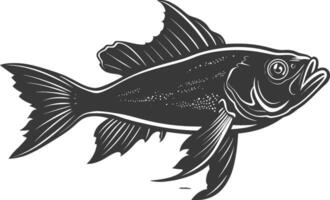 AI generated Silhouette Cod Fish animal black color only vector