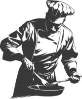 AI generated Silhouette Chef in action full body black color only vector