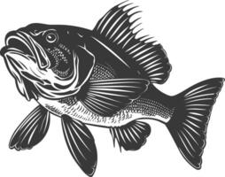 ai generado silueta bacalao pescado animal negro color solamente vector