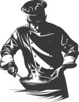 AI generated Silhouette Chef in action full body black color only vector