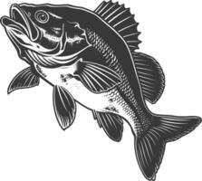 ai generado silueta bacalao pescado animal negro color solamente vector