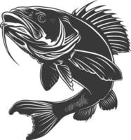 AI generated Silhouette Cod Fish animal black color only vector