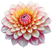 AI generated Watercolor painting of a Pompon Dahlia flower. png