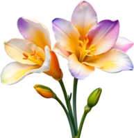 AI generated Watercolor painting of a freesia flower. png