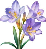 AI generated Watercolor painting of a freesia flower. png