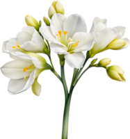 ai généré aquarelle La peinture de une freesia fleur. png