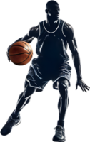 AI generated Silhouette icon of a Basketball player. png