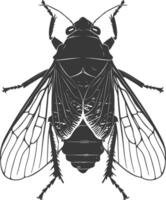 AI generated Silhouette cicada Insect animal black color only vector