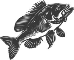 AI generated Silhouette Cod Fish animal black color only vector