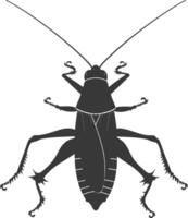 AI generated Silhouette Cricket Insect animal black color only vector