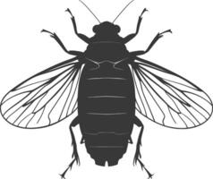 AI generated Silhouette cicada Insect animal black color only vector