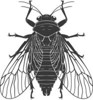 AI generated Silhouette cicada Insect animal black color only vector