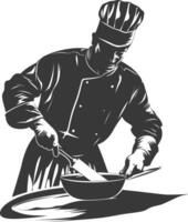 AI generated Silhouette Chef in action full body black color only vector