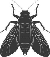 AI generated Silhouette cicada Insect animal black color only vector