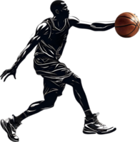 AI generated Silhouette icon of a Basketball player. png