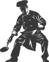 AI generated Silhouette Chef in action full body black color only vector