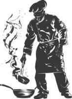 AI generated Silhouette Chef in action full body black color only vector